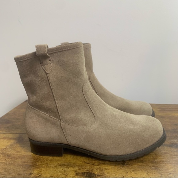 Walking Cradles Womens Kimber Taupe Suede Block Heel Booties Ankle Boots Shoes - Picture 5 of 10